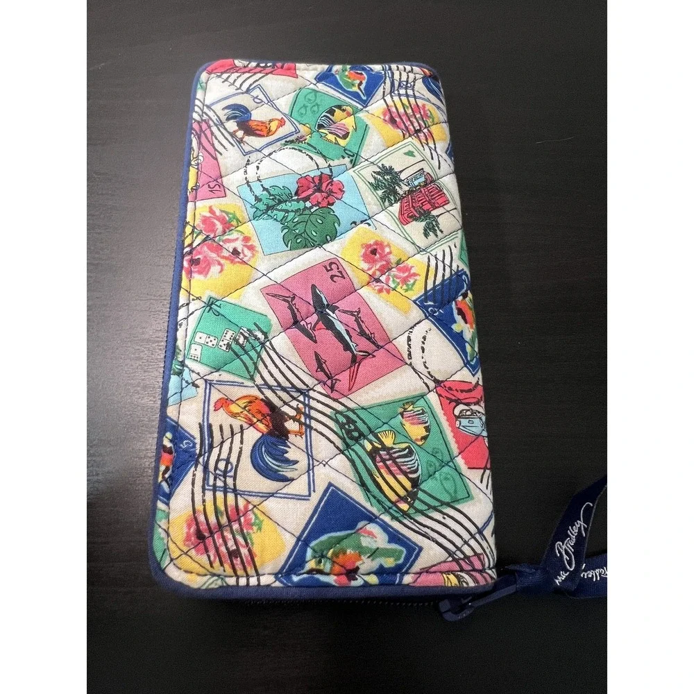 Vera‎ Bradley Quilted Wallet Clutch Tropical Postage Stamp Zip Around Organizer - Picture 3 of 6